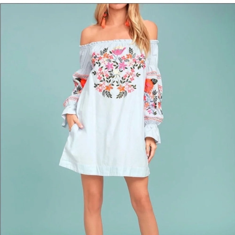 Free people fleur du jour embroidered dress sz xs - Picture 2 of 11